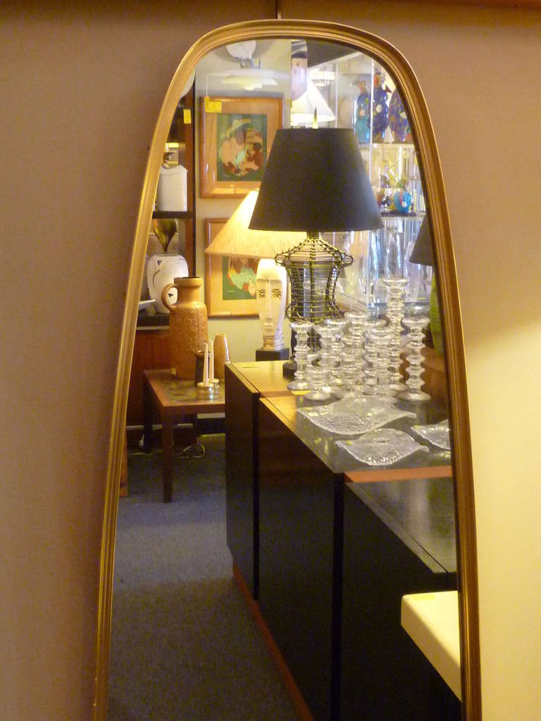1950's Long Italian Brass Mirror 1
