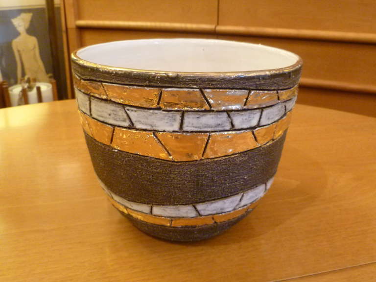 Large Modernist Aldo Londi Pottery Bowl Cache Pot 3