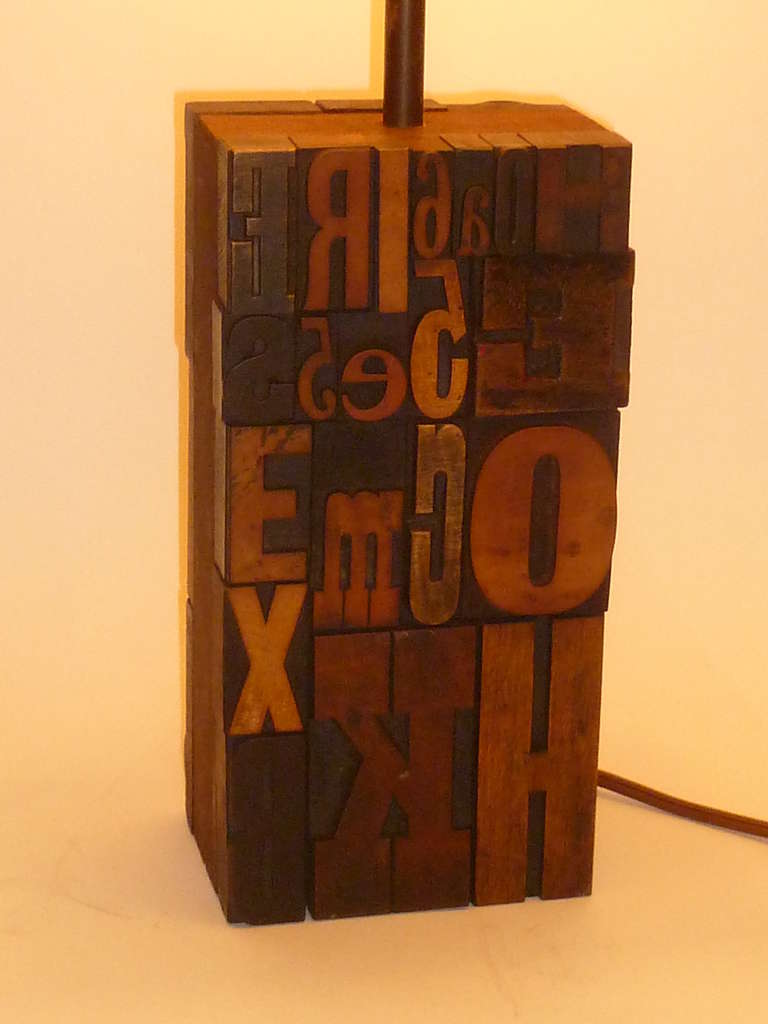 Great 1960s Print Block Letters Collage Table Lamp For ...