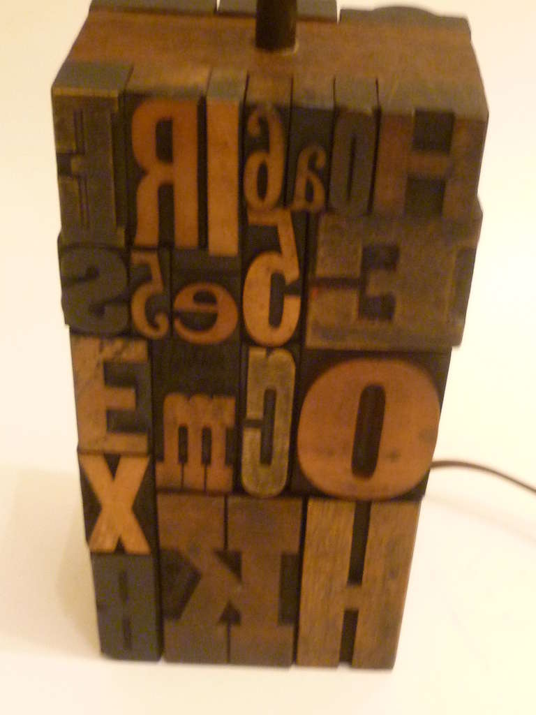 Great 1960s Print Block Letters Collage Table Lamp For ...