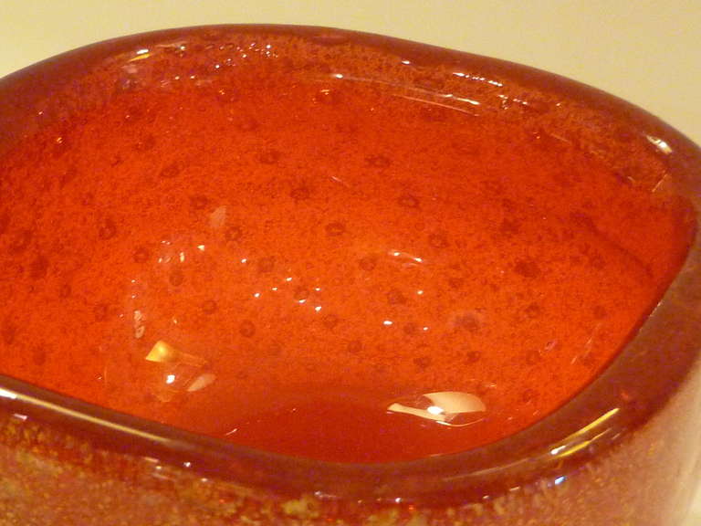 Ruby Red with Gold Barovier & Toso Murano Bowl 1