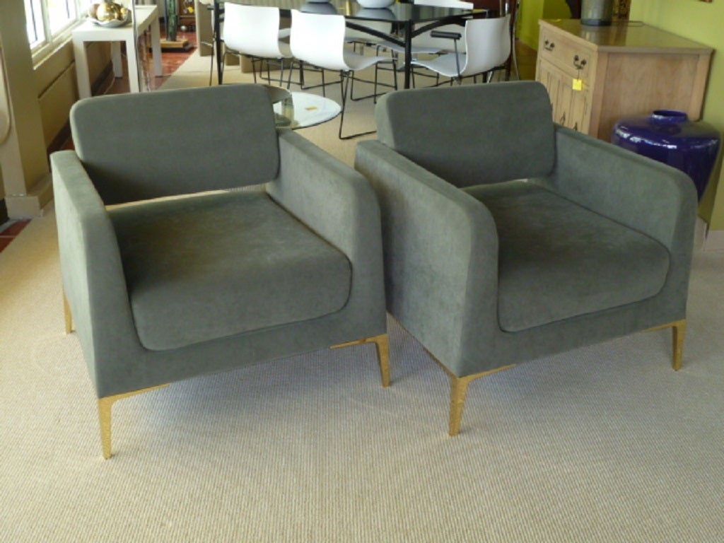 Late 20th Century Pair Swank Modern Lounge Club Chairs by Loewenstein