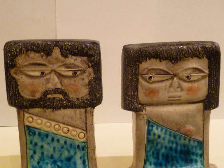 Mid-20th Century 1950s Marcello Fantoni Ceramic Babylonian Shelf Sitters