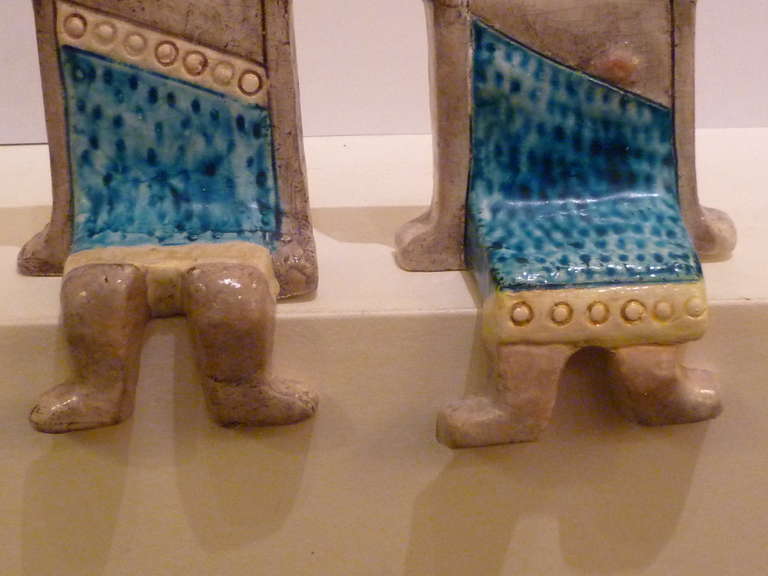 1950s Marcello Fantoni Ceramic Babylonian Shelf Sitters 1
