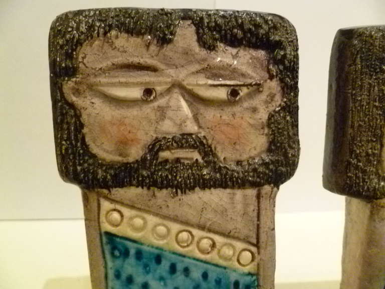 Italian 1950s Marcello Fantoni Ceramic Babylonian Shelf Sitters