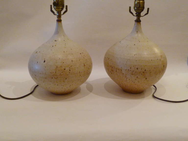 1970s Organic Hand Thrown Schiffer Studio Pottery Table Lamps 2