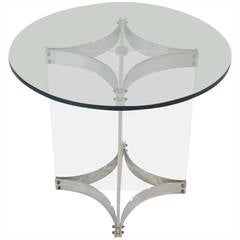 Alessandro Albrizzi Lucite Glass and Chrome Side Table