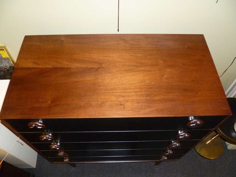 Exceptional Thin Edge Walnut / Black Lacquer Dresser 2