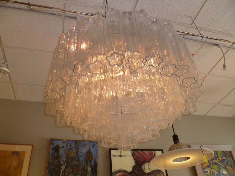 Mid-20th Century Large Fat Murano Tronchi Five Tier Chandelier