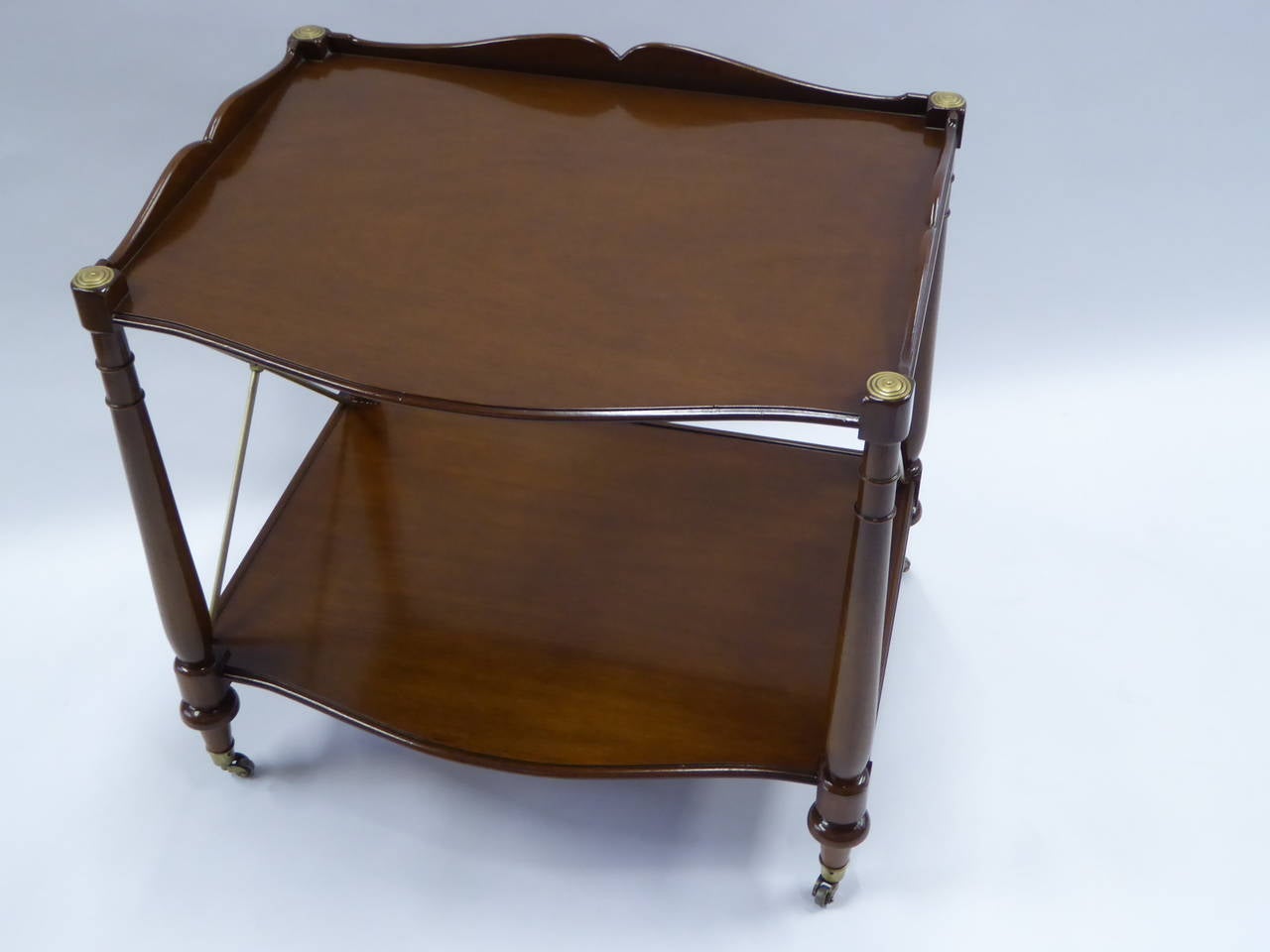 Mid-20th Century Fine Regency Style Walnut and Brass Night Stands or End Tables