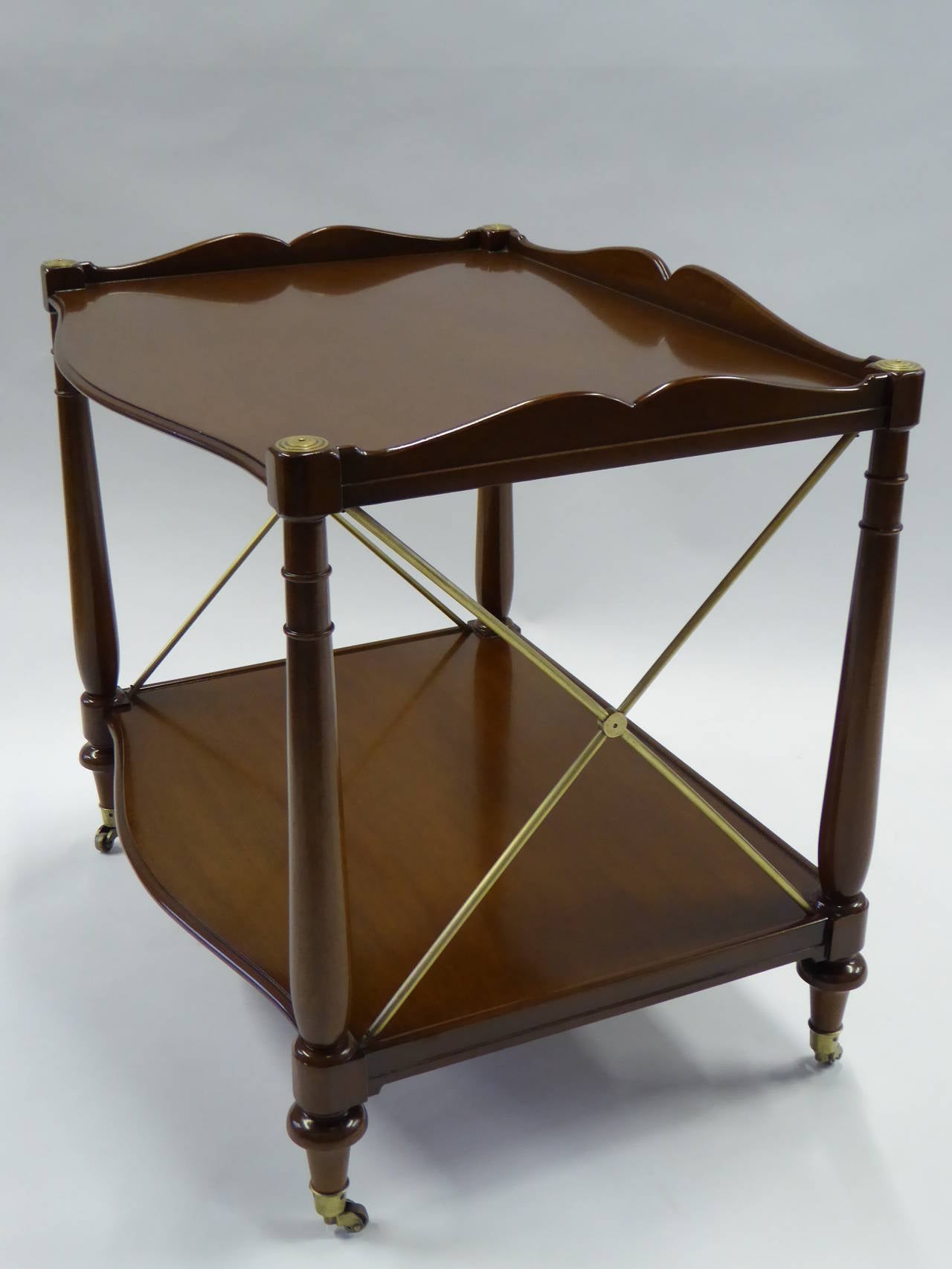 Fine Regency Style Walnut and Brass Night Stands or End Tables 1