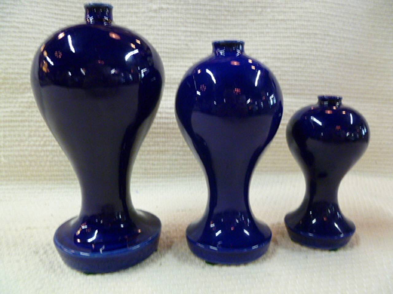 Mid-20th Century 1930s Japanese Cobalt Blue Altar Vases