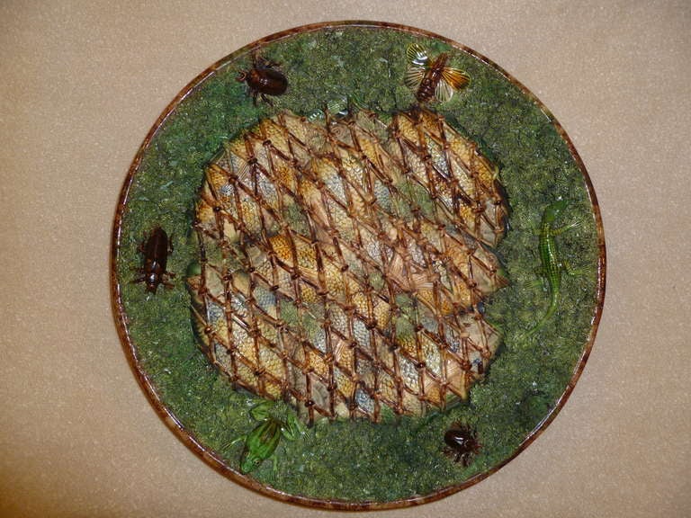 19th Century Manuel Cipriano Gomes Mafra Portuguese Palissy Charger