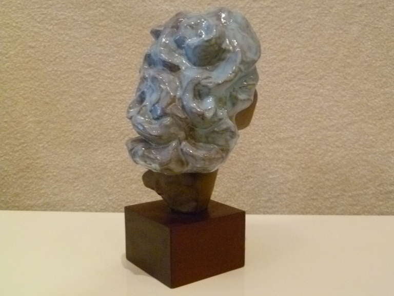 Mid-20th Century Paul Sersté Glazed Terra Cotta Bust of a Woman