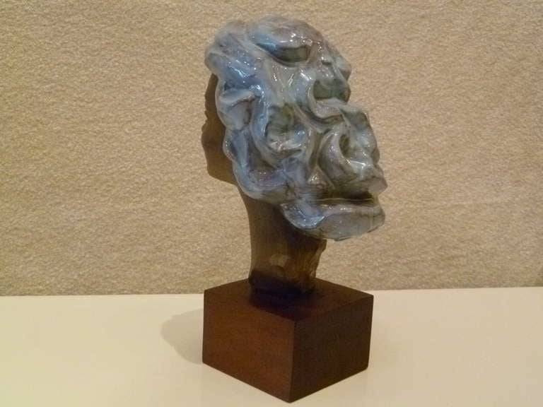 Paul Sersté Glazed Terra Cotta Bust of a Woman 1