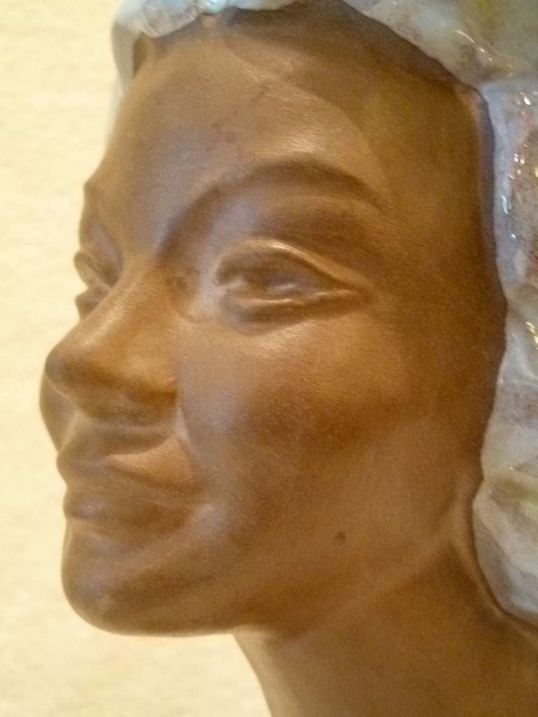 Paul Sersté Glazed Terra Cotta Bust of a Woman 3