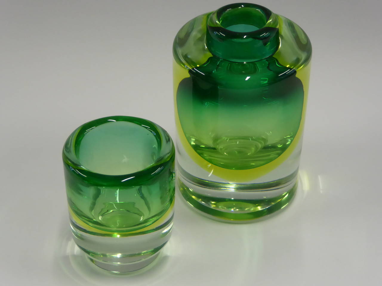 Mid-20th Century 1950s Cenedese Sommerso Uranium Glass Vessels