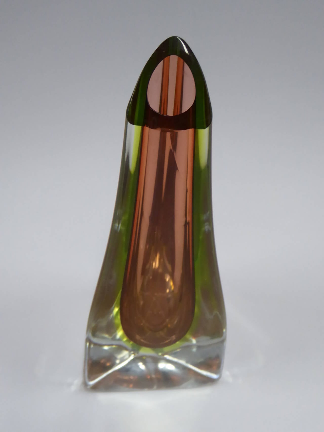1950s Cenedese Sommerso Trifoglio Uranium Glass Vase 2