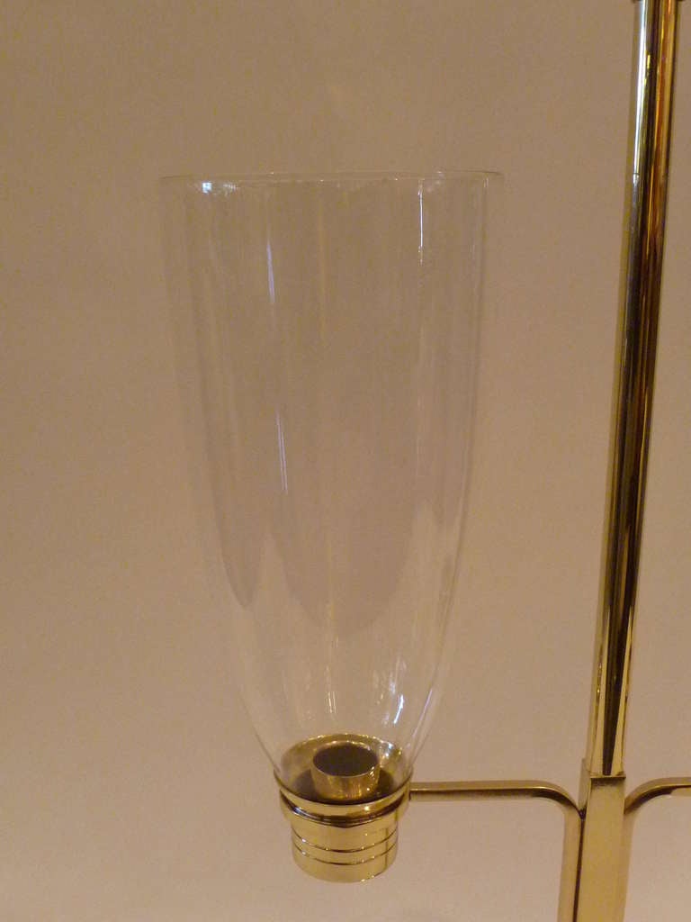 Mid-20th Century Parzinger Brass & Crystal Candelabra for Dorlyn Silversmiths