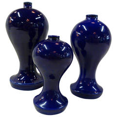 1930s Japanese Cobalt Blue Altar Vases