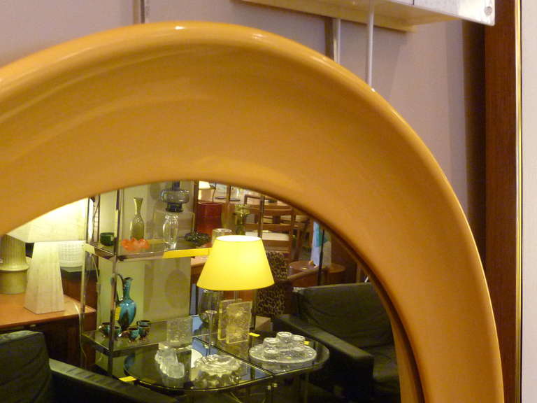 Late 20th Century 1970s Op To Pop Panton Style Sunny Yellow Oval Mirror