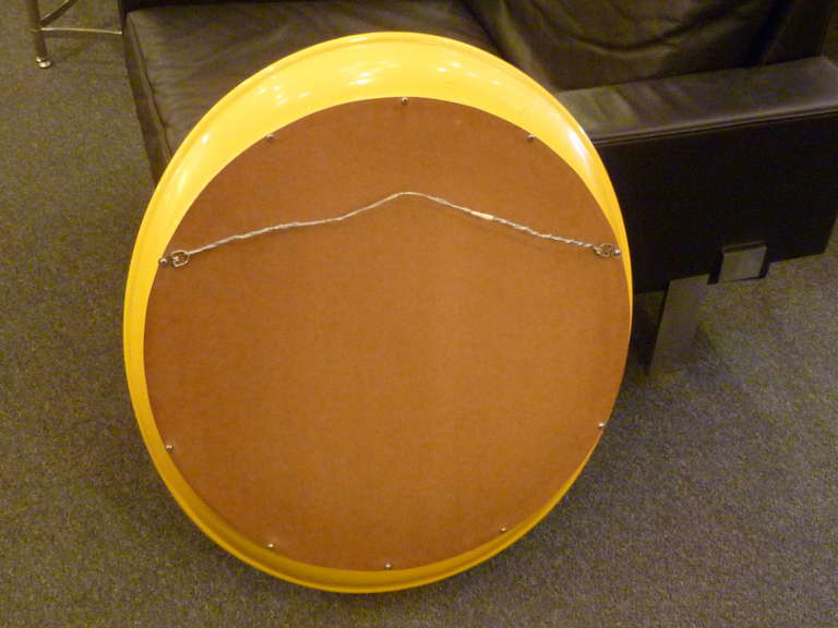 1970s Op To Pop Panton Style Sunny Yellow Oval Mirror 2