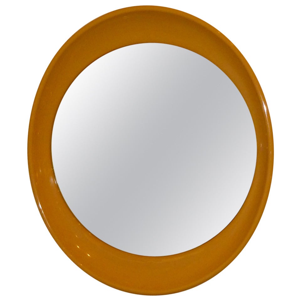 1970s Op To Pop Panton Style Sunny Yellow Oval Mirror