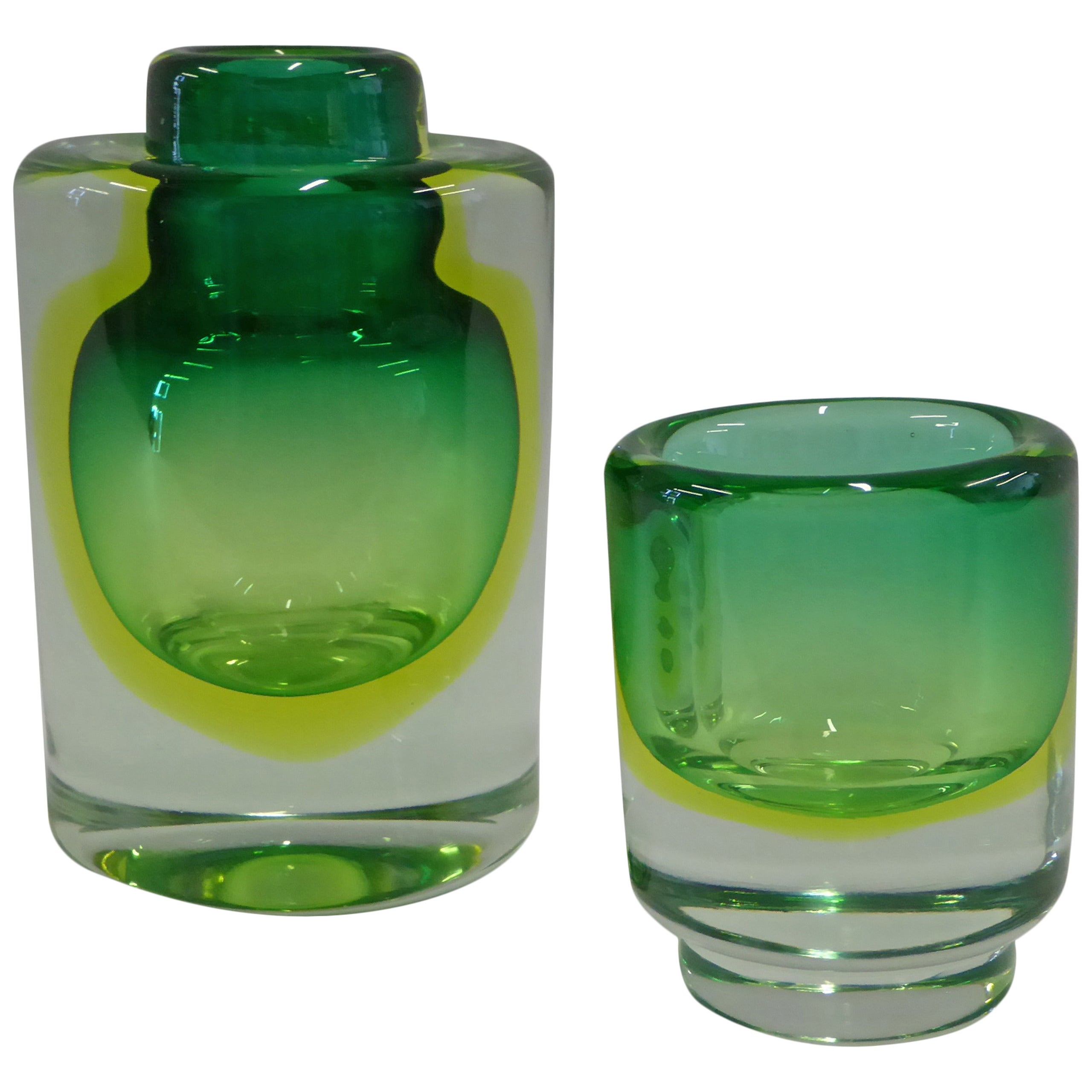 1950s Cenedese Sommerso Uranium Glass Vessels
