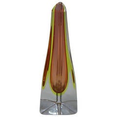 Vintage 1950s Cenedese Sommerso Trifoglio Uranium Glass Vase