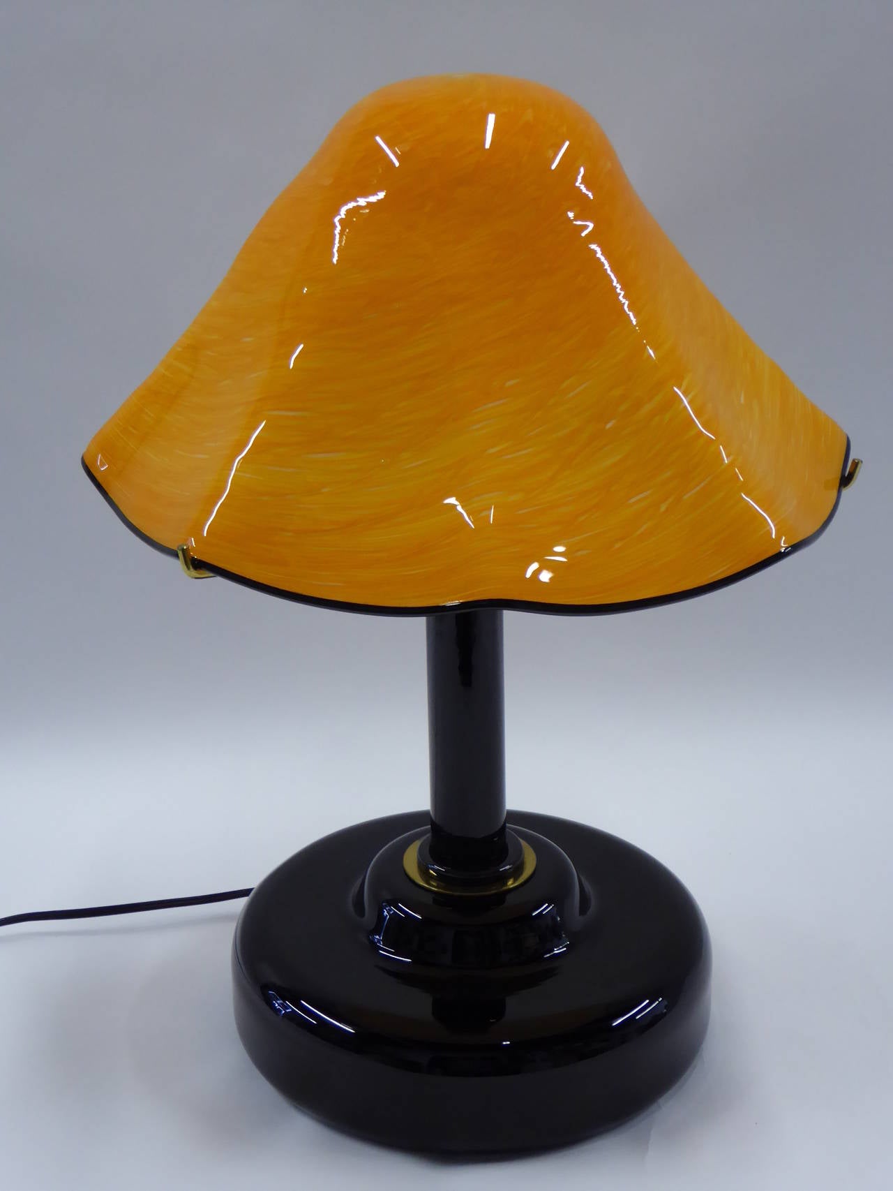 Modern 1970s Fratelli Toso Murano Glass Table Lamp Fazzoletti Style Shade