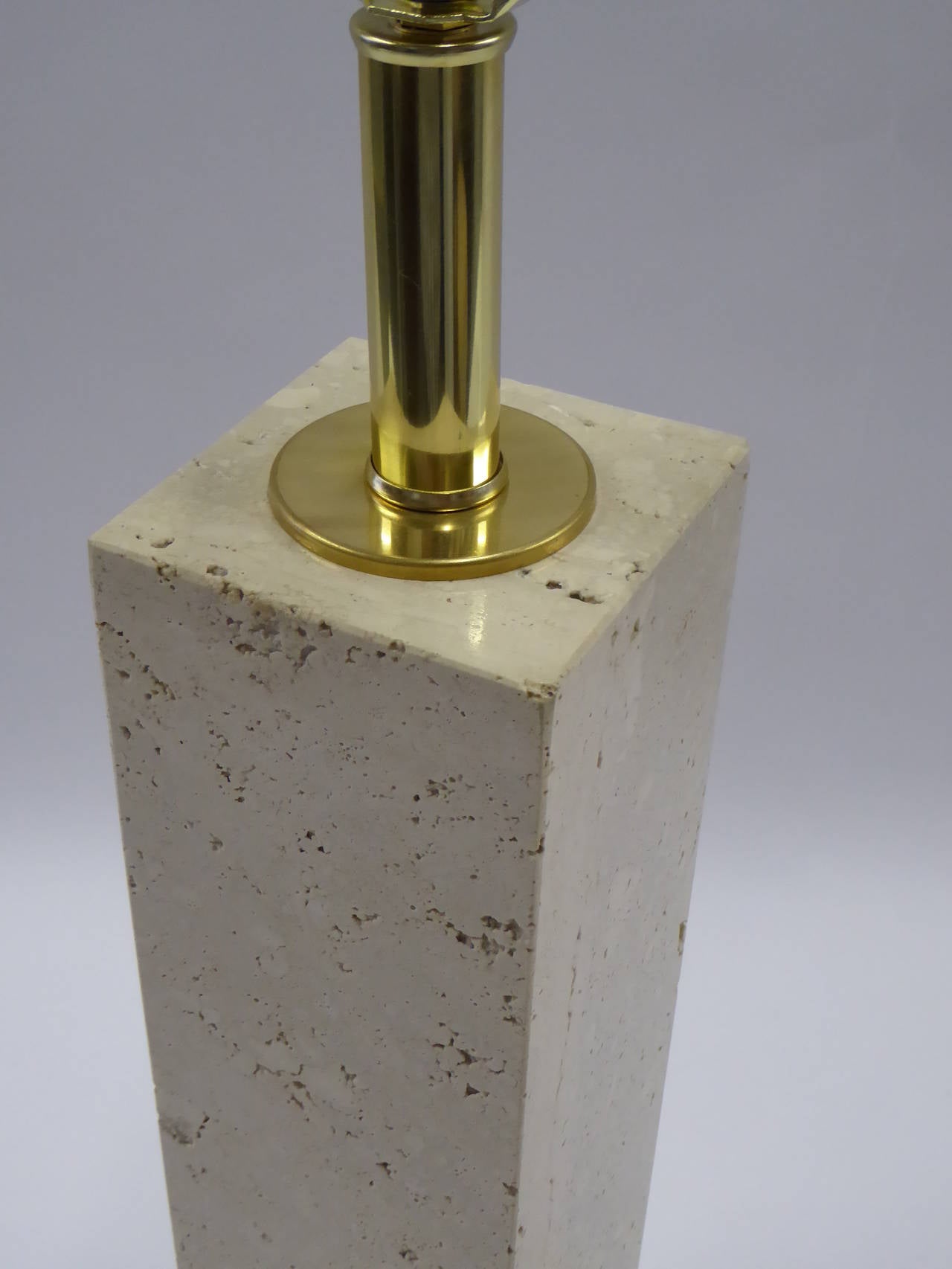 Mid-20th Century Robsjohn-Gibbings Style Organic Modern Travertine Marble Mid-Century Table Lamp