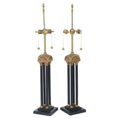 Exquisite Pair of Neoclassical Column Table Lamps 10