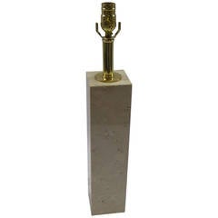 Robsjohn-Gibbings Style Travertine Marble Table Lamp 9