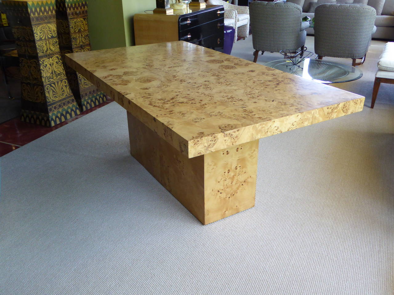 American 1970s Burl Olivewood Dining Table