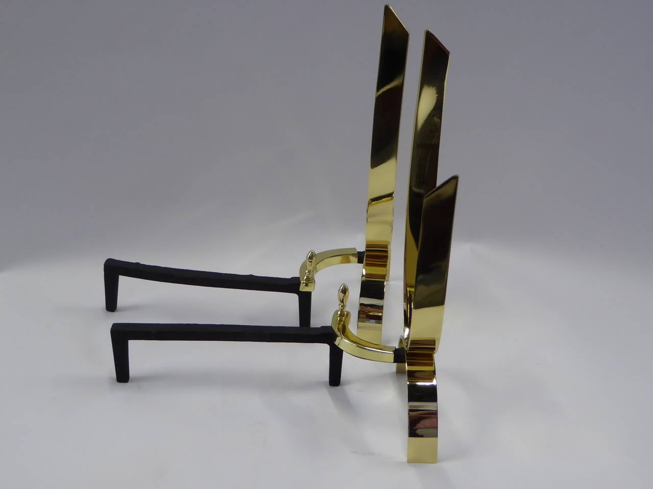 Donald Deskey Modernist Brass Andirons 1