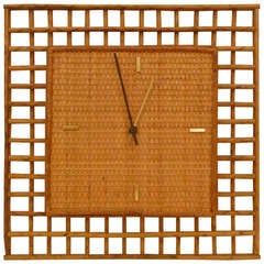 Retro 60s Raymor Rattan & Cane Wall Clock