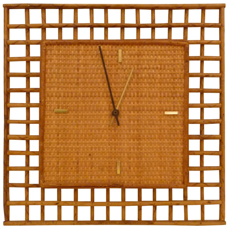 60s Raymor Rattan & Cane Wall Clock