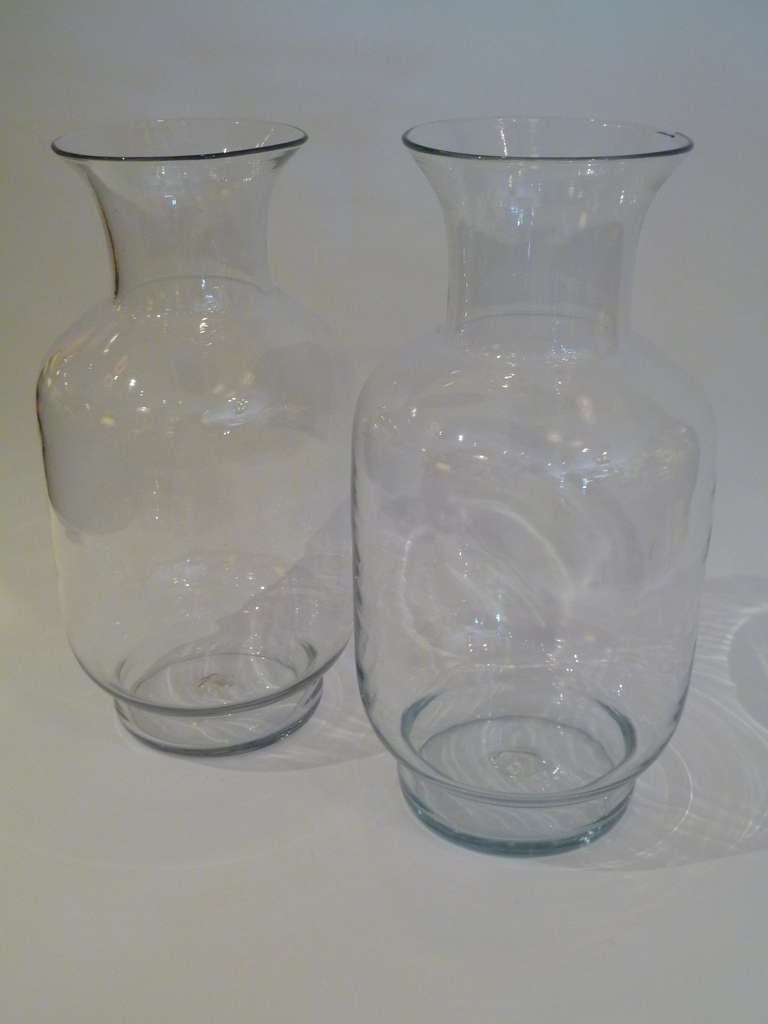 Mid-Century Modern Large Blenko Classic Urn Form Crystal Vases 1970s