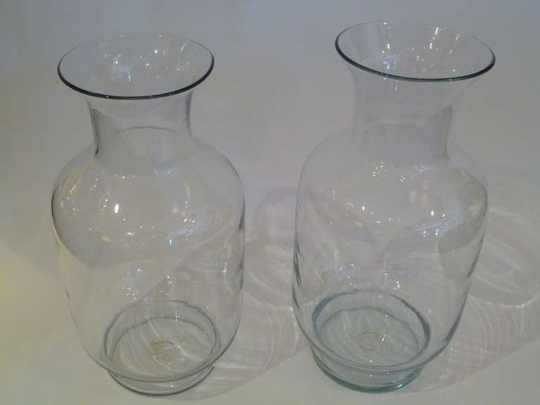 Large Blenko Classic Urn Form Crystal Vases 1970s In Excellent Condition In Miami, FL