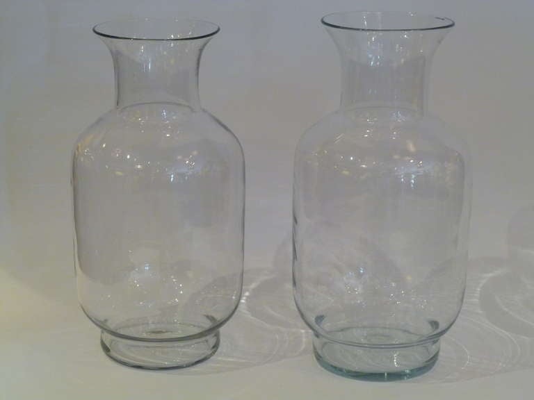Large Blenko Classic Urn Form Crystal Vases 1970s 1