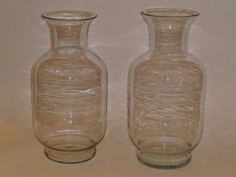 Large Blenko Classic Urn Form Crystal Vases 1970s 2