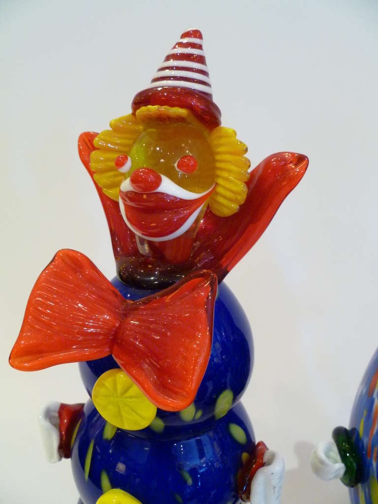 Fun Collection of Seven Murano Glass Clowns In Good Condition In Miami, FL