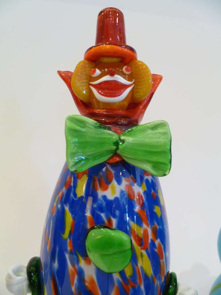 Mid-20th Century Fun Collection of Seven Murano Glass Clowns