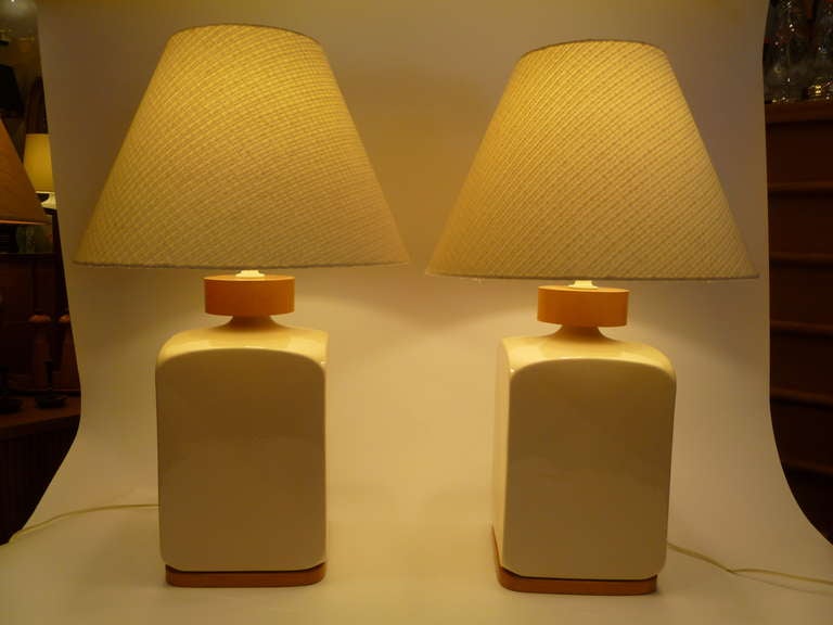 Large 70s Architectural Square Jar Form Table Lamps