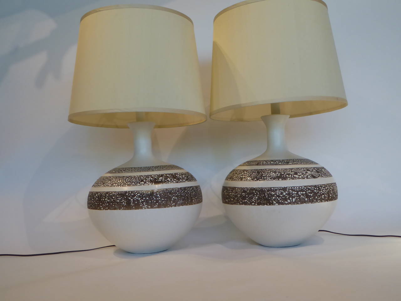 Fat Fun 1960s Lava Glaze Pottery Table Lamps 1