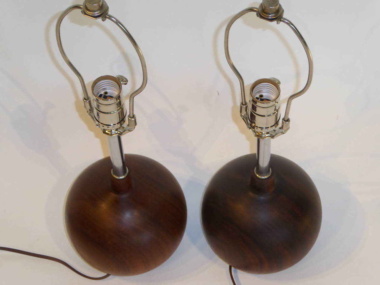 Mid-20th Century 1960s Brazilian Rosewood Orb Table Lamps, Denmark