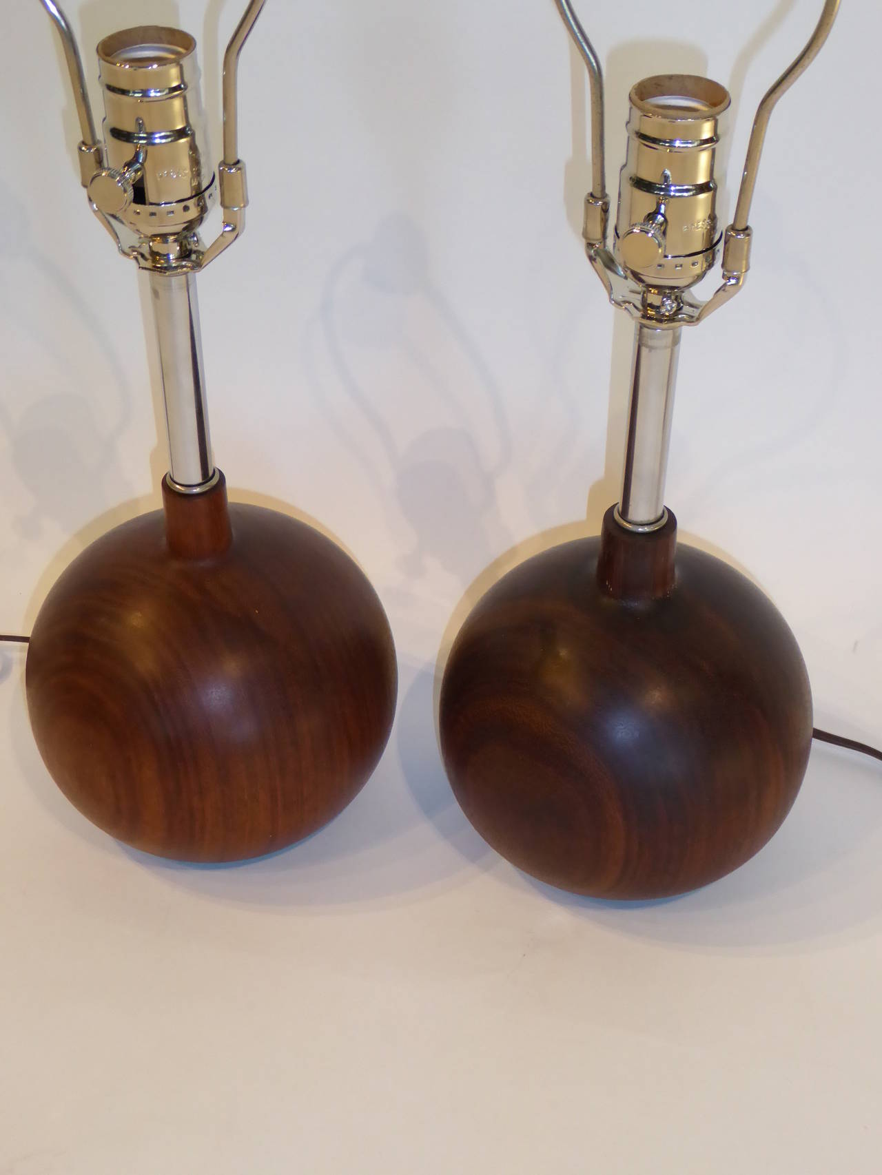 Danish 1960s Brazilian Rosewood Orb Table Lamps, Denmark