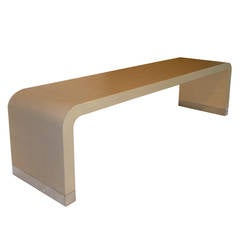 1970s Long Muriel Rudolph Lacquered Grass Cloth Waterfall Console Table 7