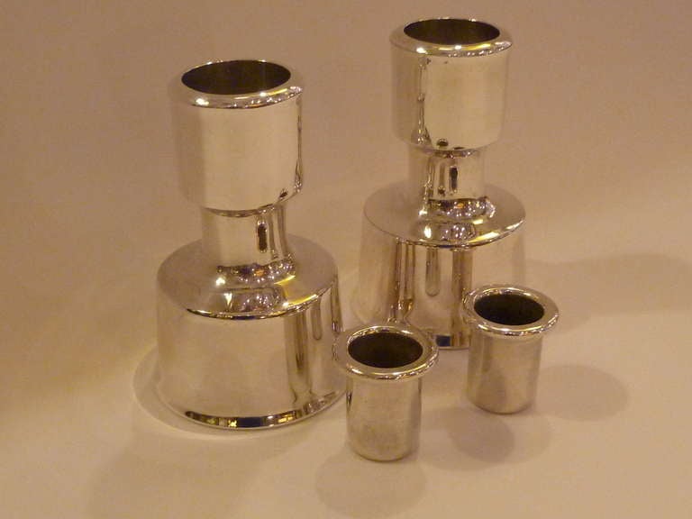Pair Jens Quistgaard Silver Plate Candleholders for Dansk