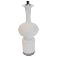 1960s Mod Carnaby Shaped Ceramic n Chrome Table Lamp 12